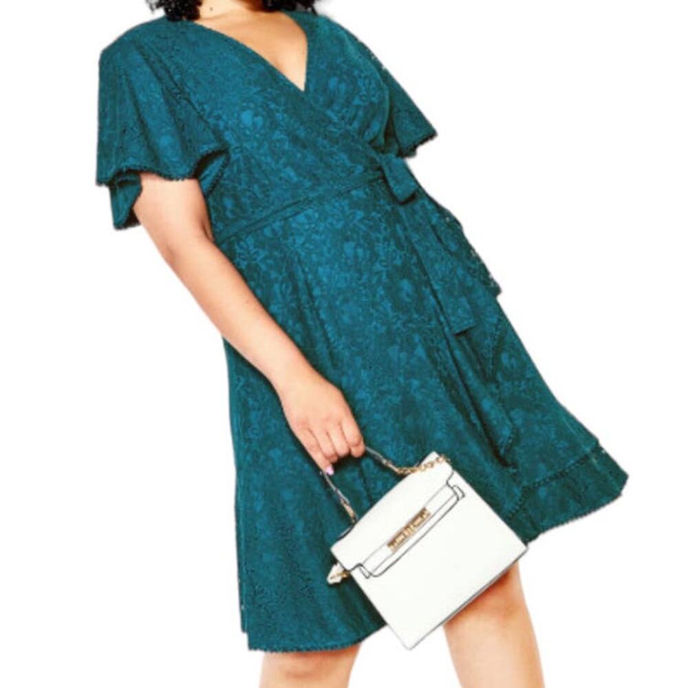 City Chic Dress Sweet Love Lace teal size XXL/24